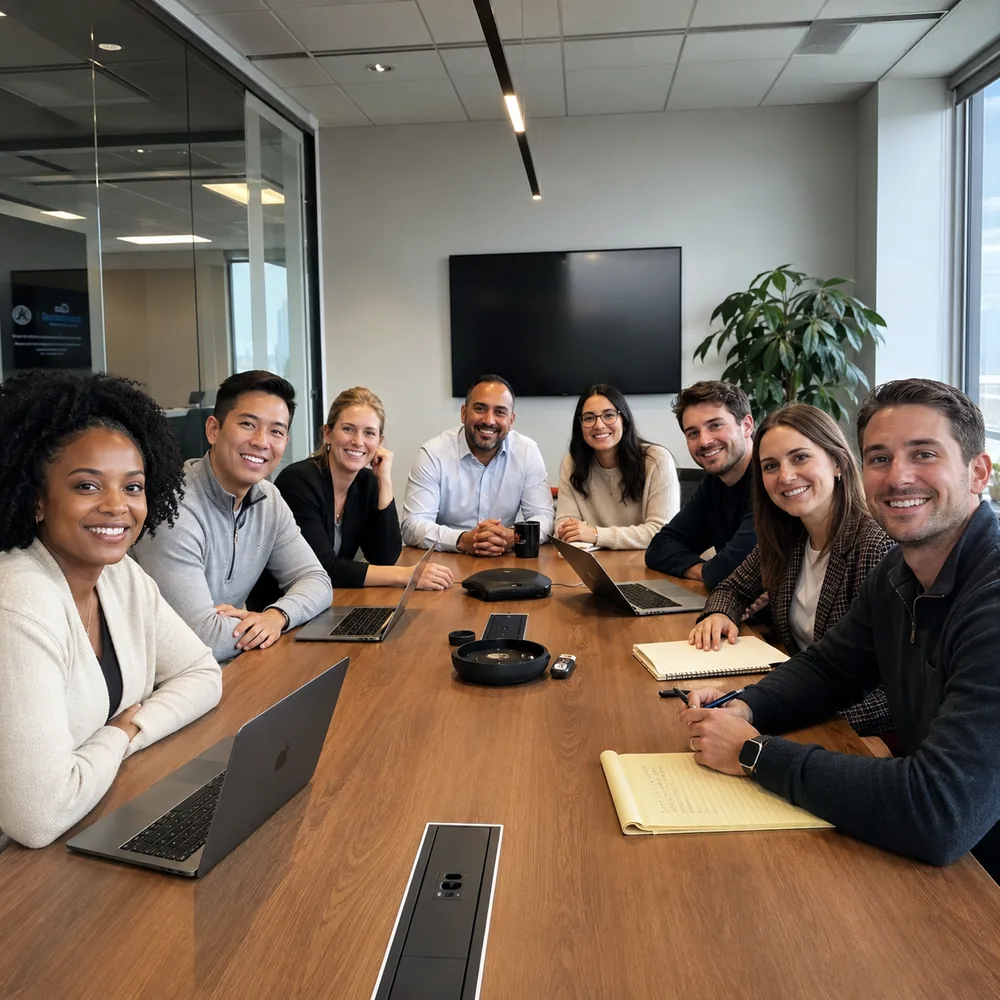 The Amplified Insights team working together in a collaborative session